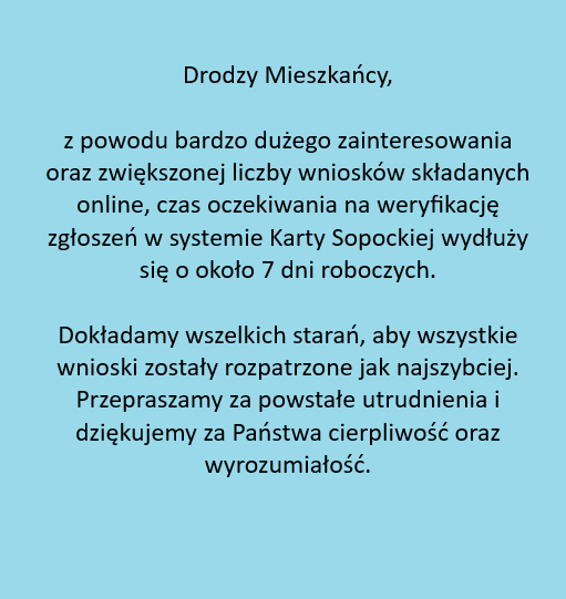 aktualność: Informacja o wydłużonym czasie oczekiwania na weryfikację wniosków online